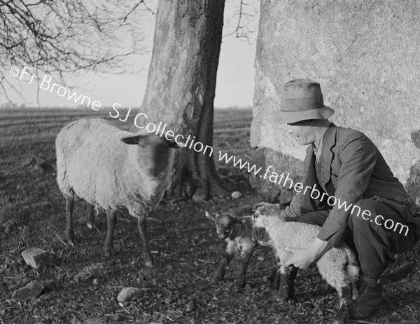 FARMER WITH LAMBS